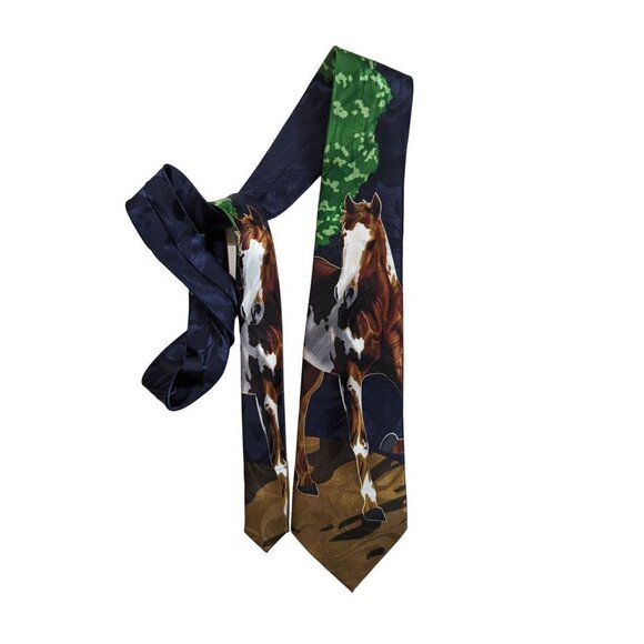 Men’s Tie, Fratello, Hand Made HORS print necktie  57.5 in - Picture 3 of 6